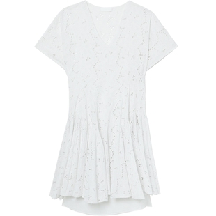 IT Merlette女装V领连衣裙新品优雅法式含内搭镂空刺绣短裙5E36EY