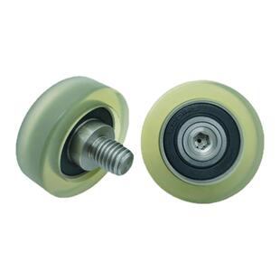 包胶轴承带螺杆PU聚氨酯包胶滑轮滚轮软胶小胶轮静音耐磨不脱胶