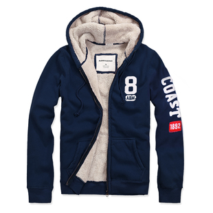 美洲海岸af卫衣男潮秋冬季开衫拉链连帽衫美式宽松休闲羊羔绒外套