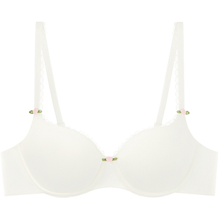好奇蜜斯无痕内衣女大胸显小胸不空杯超薄防下垂舒适文胸罩套装白
