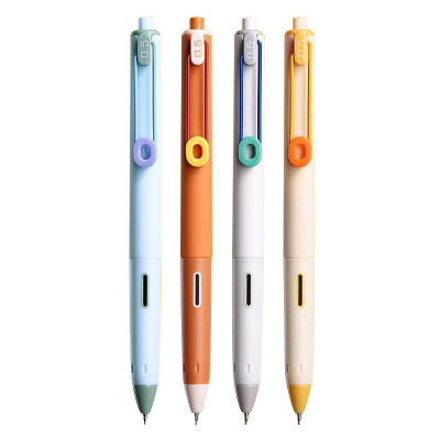 晨光快乐小分贝中性笔按动静音笔学生考试专用ST笔头0.5速干刷题笔多巴胺色系高颜值ins红笔按动笔黑笔大墨王