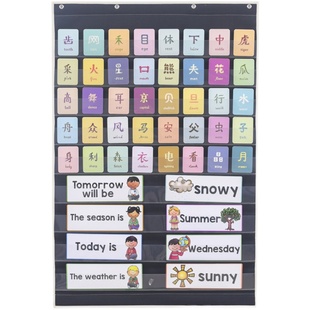 早教神器儿童识字卡挂袋牛津布洪恩美乐斑马闪卡透明门后墙壁收纳