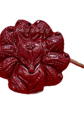 狐狸吊坠朱砂九尾狐桃花护身本命