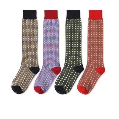 格子中筒袜网红同款袜