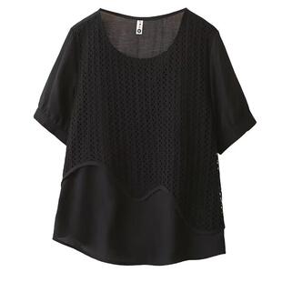 胖mm女装2026夏装不规则大码女T恤设计感短袖圆领假两件中年上衣