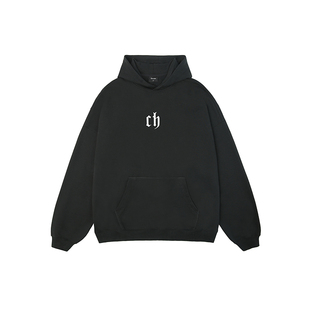 CH丨黑色连帽卫衣男潮牌秋季新款情侣宽松帽衫美式外套男休闲上衣