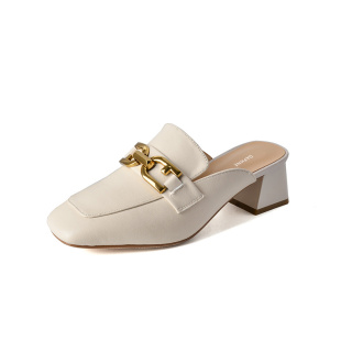 达芙妮拖鞋女款2026新款乐福鞋半拖粗跟穆勒鞋夏季包头凉拖凉单鞋