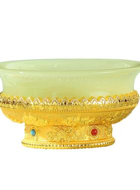 藏村琉璃玉水碗 藏式供水碗 家居客厅装饰碗圣水杯贡杯七供净水杯