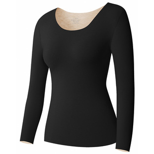 李沁同款七色纺女士德绒发热秋衣无痕加绒保暖内衣冬打底衫上衣单