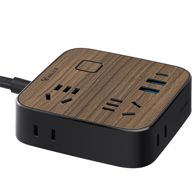 公牛4位30W快充USB木纹排插座