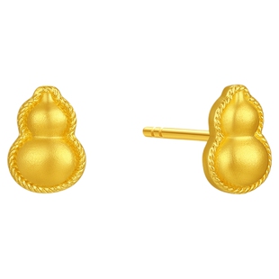 潮宏基臻金弘葫芦足金耳饰黄金耳钉福禄国风新中式礼物生日 计价