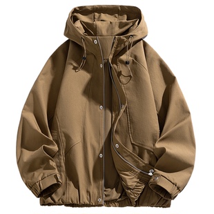 悟空有货潮牌复古机能风户外工装连帽夹克男春季宽松百搭休闲外套