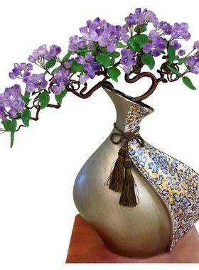 紫水晶发财树居家招财摆件装饰品