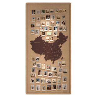 毛毡板旅行纪念墙贴中国地图照片墙足迹打卡创意背景墙顶天立地拍立得相片展示板自粘免打孔客厅墙面装饰软板