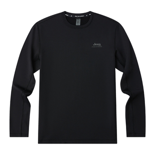 Jeep秋季薄绒运动长袖户外休闲弹力抓绒衣男款宽松卫衣保暖打底衫