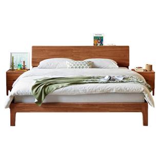 林氏家居现代简约床架双人床北欧全实木床日式1.8米原木林氏木业