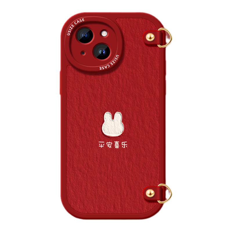 适用苹果15手机壳iphone14女款12背带13斜挎跨11pro新挂绳xsmax磨砂7可爱全包xr防摔6s硅胶8plus软保护套兔子