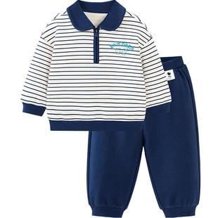 迷你巴拉巴拉男童女童长袖套装宝宝运动学院风卫衣长裤春新品