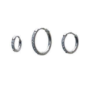 二十二丁目 镶钻基础耳环耳扣男女同款百搭气质高级素圈排钻耳圈