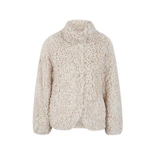 sdeer圣迪奥女装时尚休闲高领仿羊羔毛短款外套S21482226