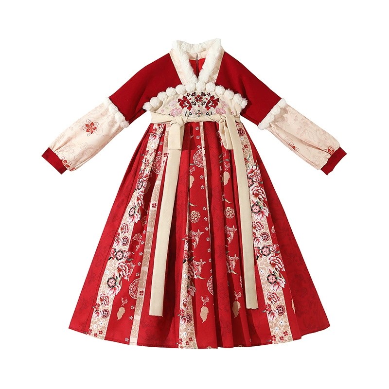拜年服女童汉服冬季加绒新年唐装