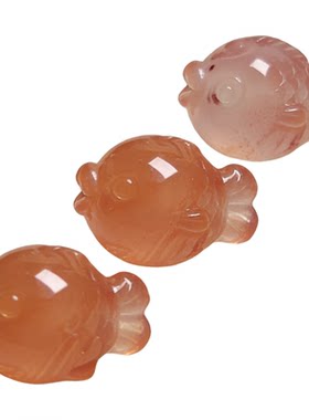 天然南红嘟嘟鱼冰飘DIY手工饰品锦鲤小鱼文玩手串配饰原矿玛瑙