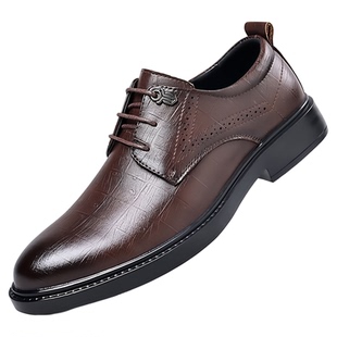 花花公子皮鞋男正装商务男款秋冬休闲软底男士真皮增高结婚新郎鞋