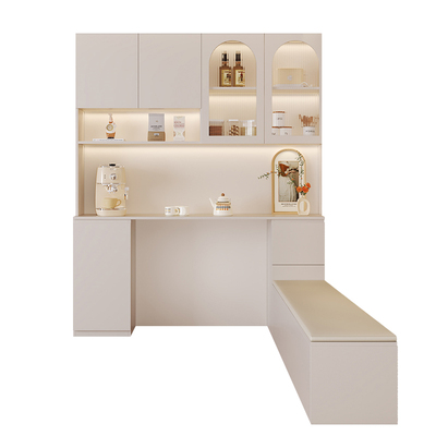 依雪奶油层餐边柜卡座一体储物柜