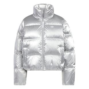 Adidas阿迪达斯女子银色立领休闲保暖运动面包羽绒服KC5402