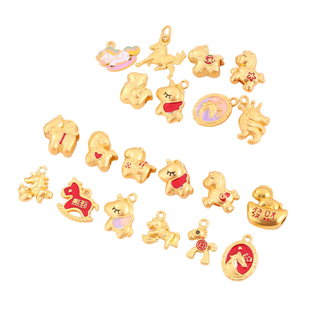 古法金小马吊坠配件马到成功手工diy手链手串马年沙金小挂坠配饰