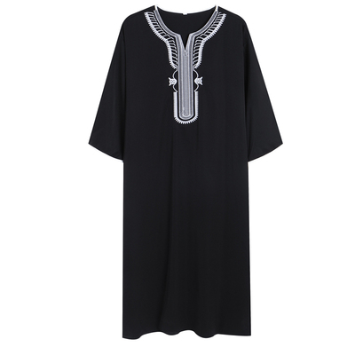 阿拉伯服饰男士刺绣立领长袍