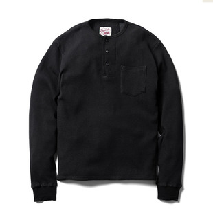 RD美式复古阿美咔叽亨利衫长袖休闲T恤男春秋重磅加厚华夫格亨利