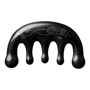 黑檀木按摩梳子女士檀木头部经络梳头皮疏通刮痧五指梳宽齿五齿梳