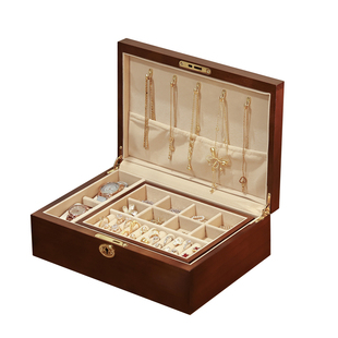 首饰收纳盒高档精致手饰品盒子新婚礼物生日实木质黄金首饰盒带锁