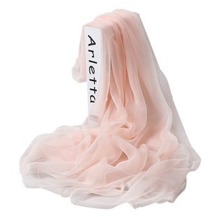 丝巾女纯色纱巾百搭春秋长款披肩夏季薄款遮阳围巾妈妈款韩版新款