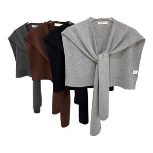 2025新羊毛真丝混纺高端披肩女外搭搭肩针织小坎肩高级感春秋四季