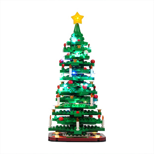 BrickBling适用乐高圣诞树40573积木玻璃罩展示盒灯光40338防尘罩