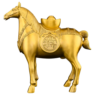 黄铜马上有钱铜马摆件招客厅办公室开业礼品财2026马年新款大号