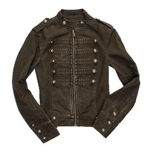 【方智玟同款】1JINN STUDIO宫廷拿破仑双排扣做旧夹克女立领短款