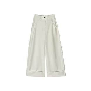 自带氛围感！老钱风翻边简约休闲裤女2026新款春季宽松慵懒感长裤