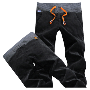 YEZOE弹力松紧平绒男士休闲裤男款潮流修身小直筒裤子25秋冬新款