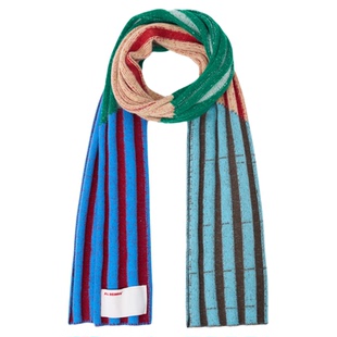 【何蓝逗同款】ALL BEINGS 2025AW秋冬围巾彩色拼接条纹柔软羊毛