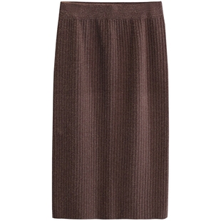 大码超长半身裙女加长针织毛线裙高个子开叉包臀裙胖mm200斤秋冬