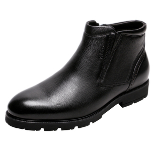 金利来男鞋2024冬季新款加绒厚底高帮商务皮鞋棉鞋靴子222840510