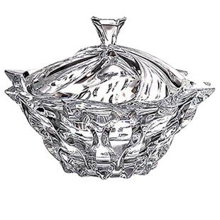 捷克进口BOHEMIA家居炫彩水晶玻璃糖缸干果盘带盖糖果罐茶几摆件