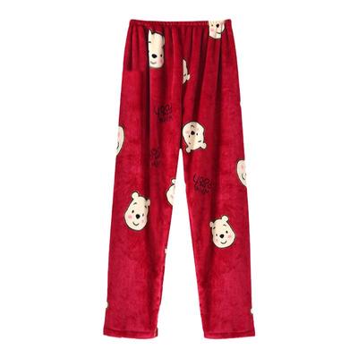 珊瑚绒睡裤女士秋冬季加肥加大码
