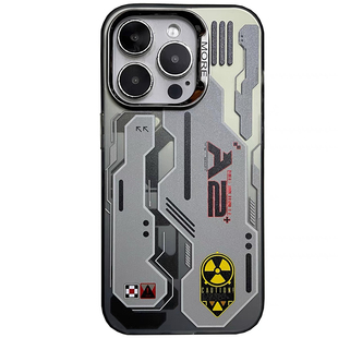 丝绸冠希同款潮酷机甲手机壳适用于iPhone15puls全包大孔潮牌保护套苹果13/14/15promax个性情侣11直角边硅胶