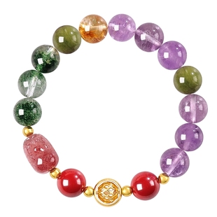 私人定制水晶手串多宝招财搭配金木水火土天然平衡手链女官方正品