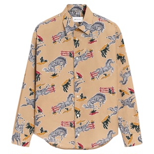 【马年限定】Ami Paris 男女同款棉府绸骏马印花阔型衬衫 长袖