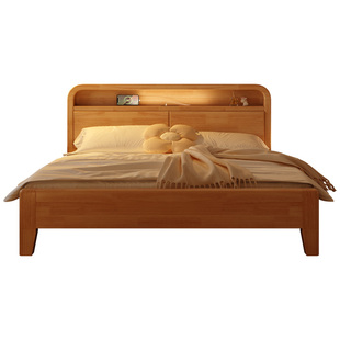 馨佰利实木床1.8米主卧双人床原木风1.5米卧室单人床架出租房家具